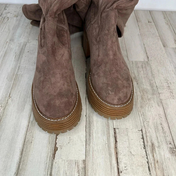 Mia Women's Taupe Brown Over-the-Knee Chunky Heel Suede Boots Size 8 - Picture 2 of 10